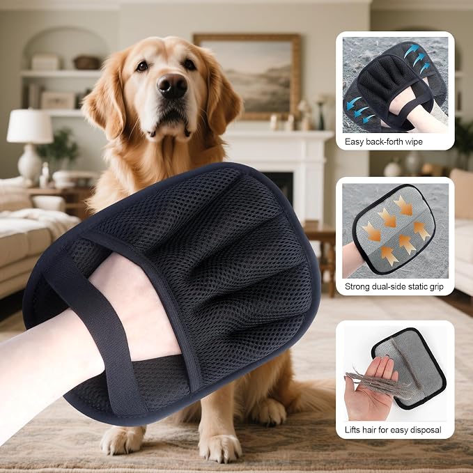 2Pcs Pet Hair Removal Glove for Cats & Dogs, - Image 4