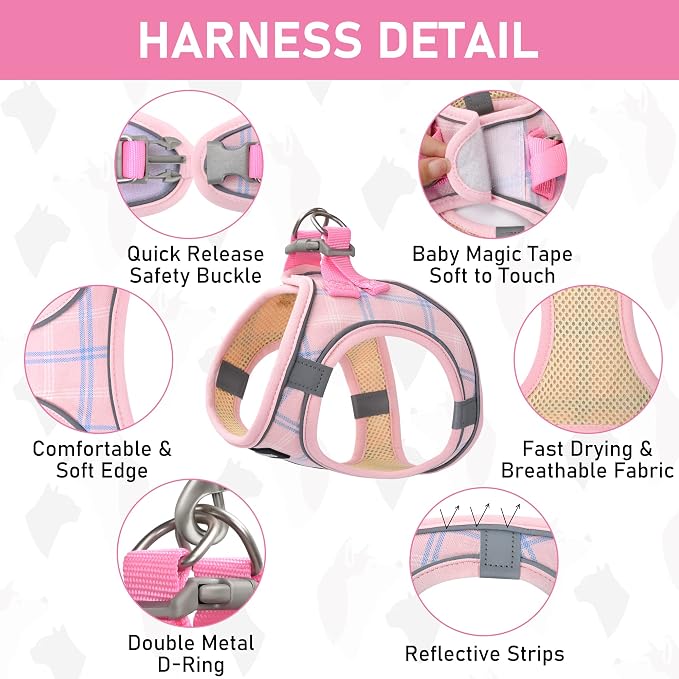 GAMUDA Small Dog Harness Collar and Leash Set, Step in No Chock No Pull Soft - Image 2