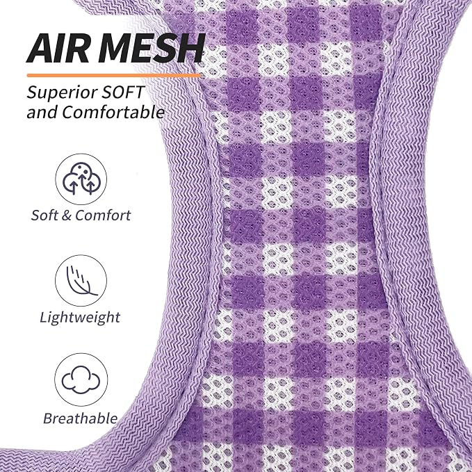 AIITLE Adjustable Dog Vest Harness Set – No-Pull Design, Plaid Print & - Image 3
