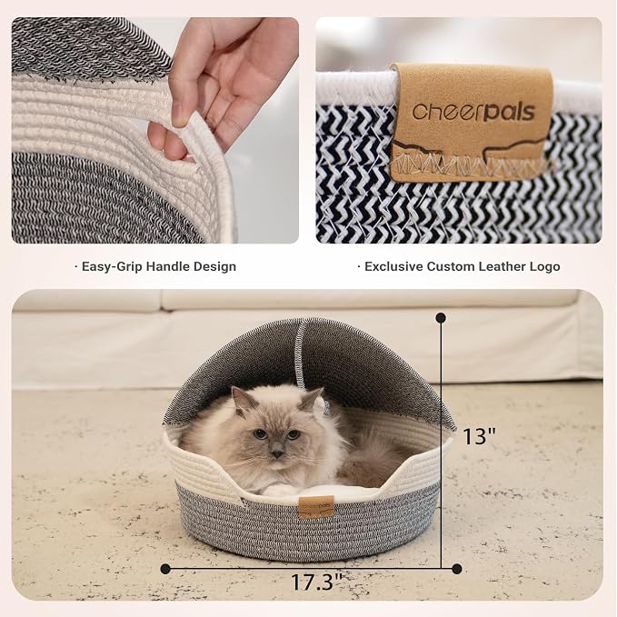 CHEERPALS Cat Basket Bed for Indoor Cats, Covered Pet Bed - Image 7