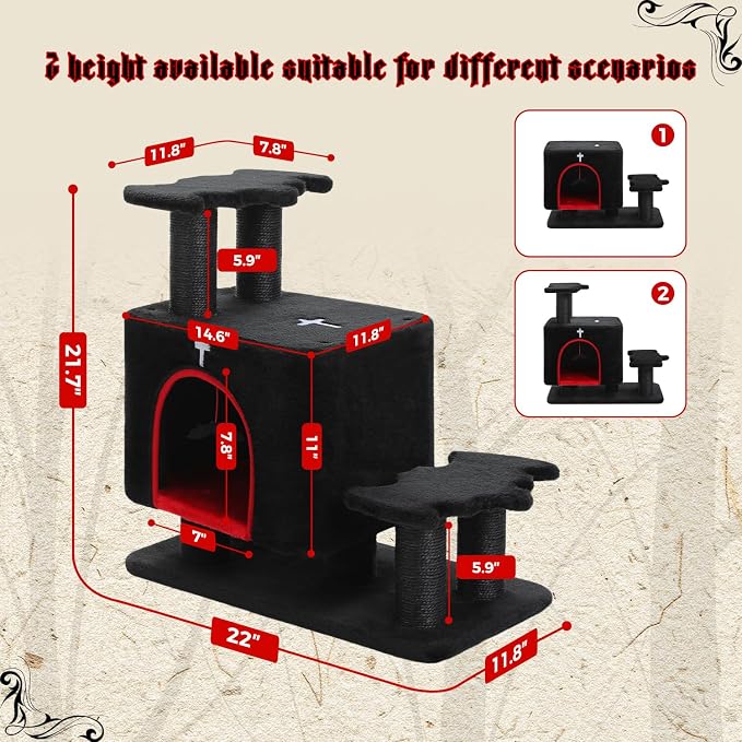 Gothic 3-in-1 Dog Stairs & Cat Scratching Post - Image 2