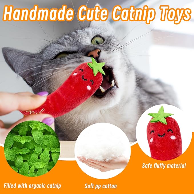 Catnip Toys for Indoor Cats, 5 Pack Cat Toys for Cats, Fluffy Catnip Toys for - Image 2