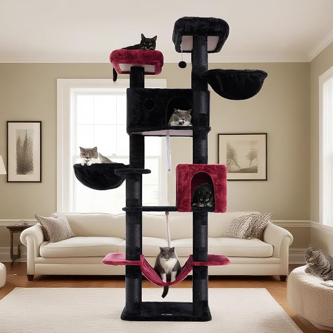 Tall Cat Tree, Large Cat Tower for Adult Cats, 80.7'' Heavy-Duty Cat Tree House - Image 9
