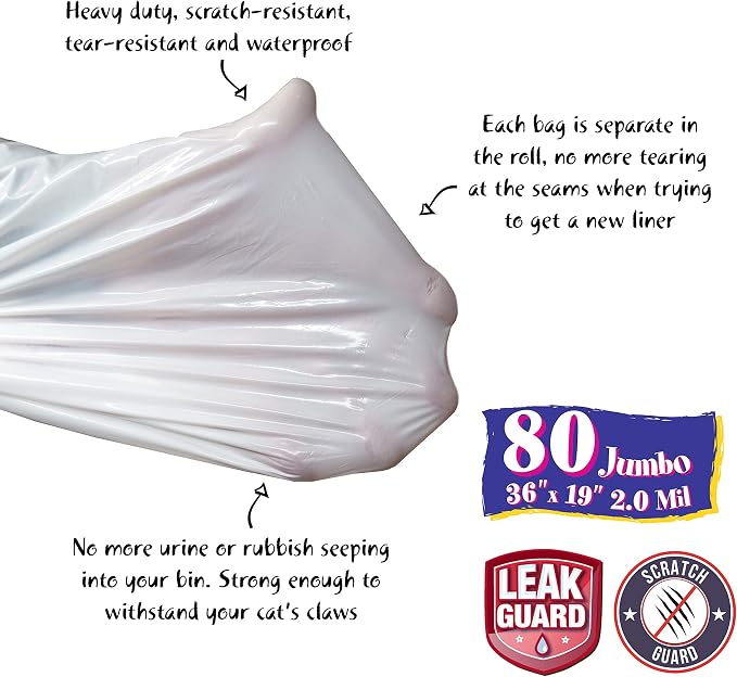 80 Count Fresh Kitty Litter Box Liners Super Thick, Easy Clean Up Jumbo - Image 3