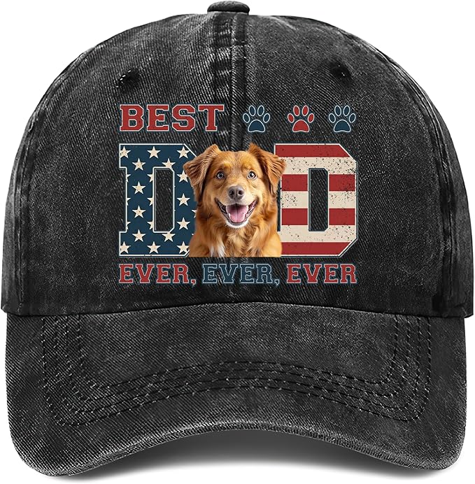 Personalized Vintage Washed Denim Dad Hat, Custom Baseball Cap by Lallamotion
