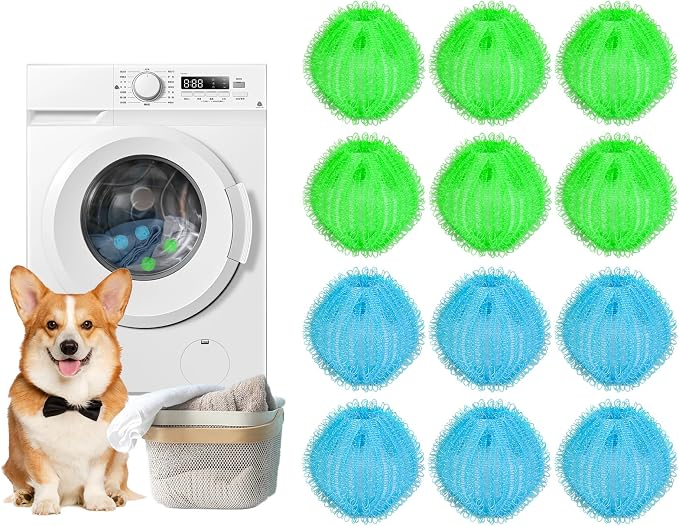 12PCS Pet Hair Remover for Laundry, Reusable Laundry Dog Hair Catcher Dryer by FOWSRHRG