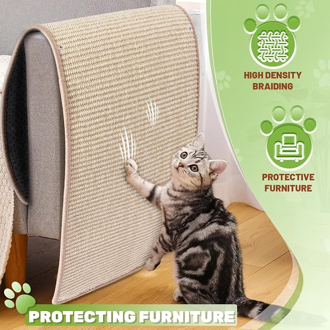 Natural Sisal Cat Scratching Mats 2 Packs, Cat Scratch Furniture Protector - Image 5