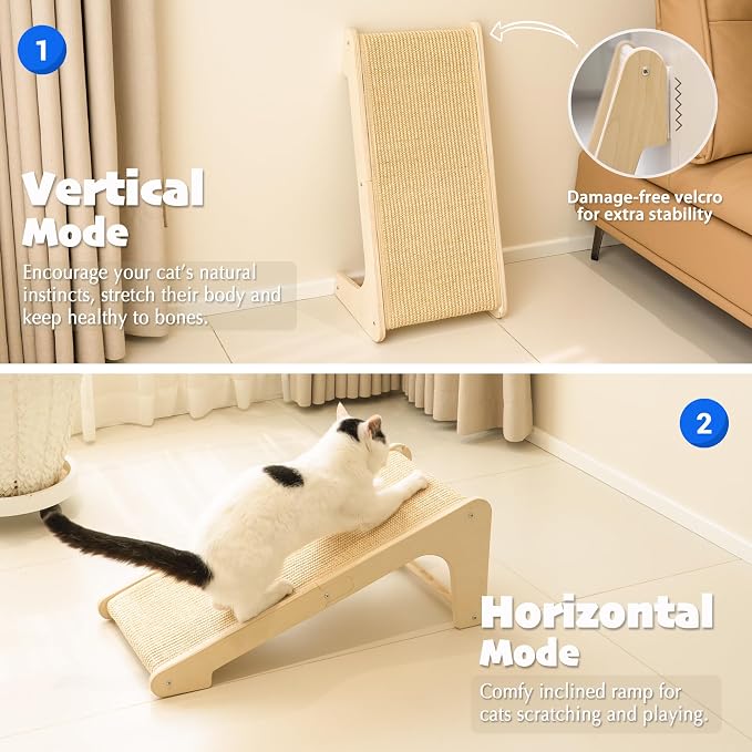 PETKARAY L Shape Cat Scratcher, Sisal Kitty Scratching Ramp, Vertical Scratch - Image 3
