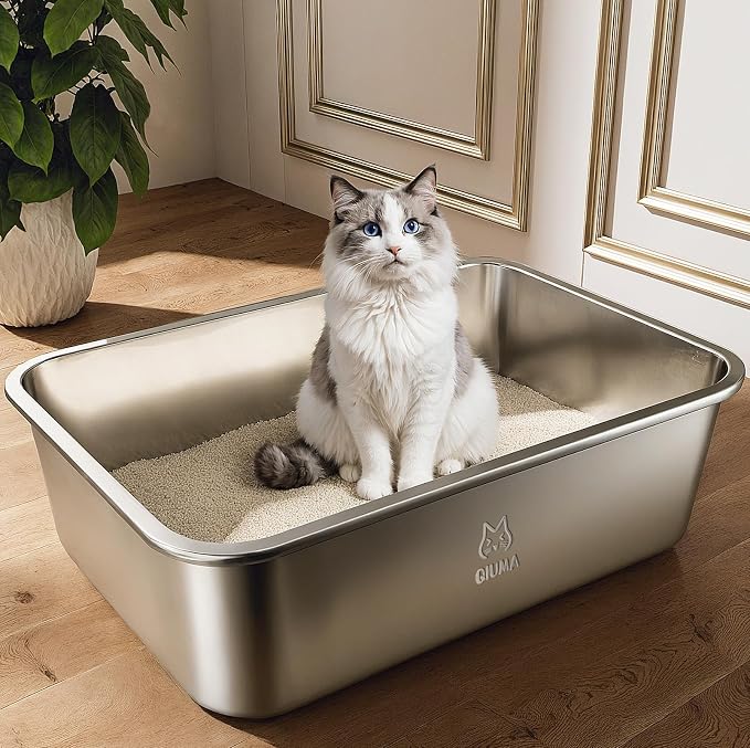 2 Packs Stainless Steel Cat Litter Box, 17.6" L×13.6" W×6" H, Metal Kitty - Image 6