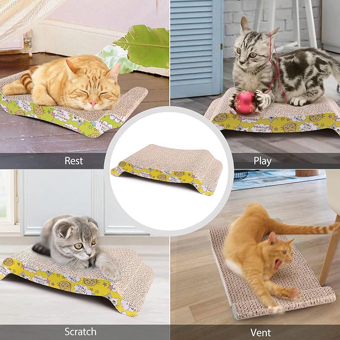 PrimePets Cat Scratching Board, 2 Pack Cat Scratcher Cardboard, Cat Scratch Pad - Image 6
