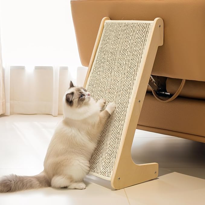 PETKARAY Sisal Cat Scratcher Ramp, L Shaped Scratching Post and Scratch Pad by PETKARAY