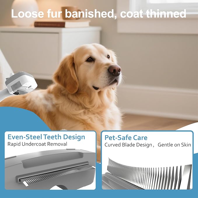 Pet Steam Brush for Dogs & Cats – Self Cleaning, 3 in 1 Hair Removal Comb Steam - Image 4