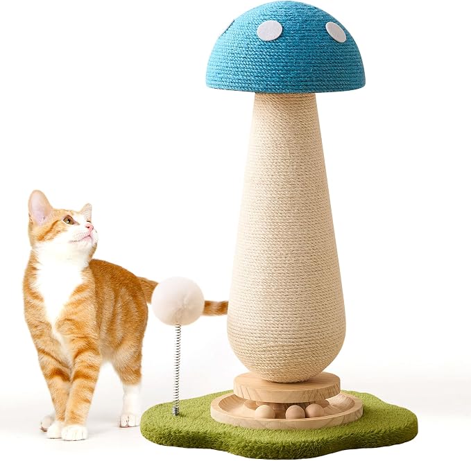 Mushroom Cat Scratching Post Cat Tree, 21.5‘’ H Cute Cat Scratcher Tower - Image 8