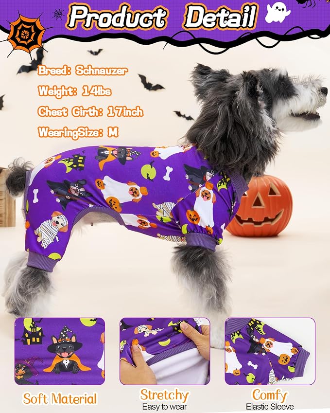 XPUDAC 4 Pack Halloween Dog Pajamas, Funny Ghost Halloween Costumes - Image 2