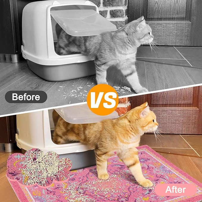 Glittme Cat Litter Mat with Non-Slip Bottom Litter Box Mat 33"X22" Litter - Image 3