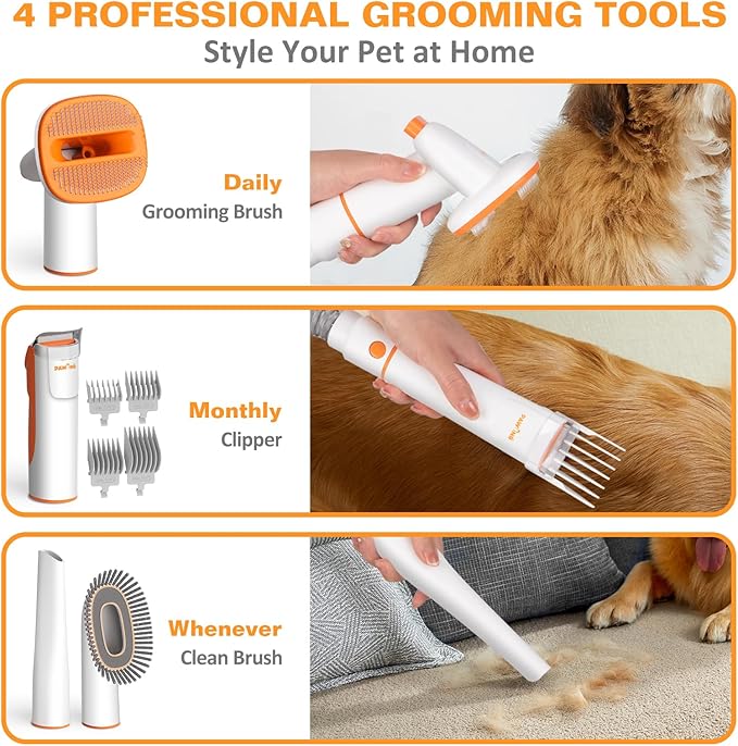 Pet Grooming Kit with Vacuum, All-in-1 Professional Deshedding Tools - Image 3