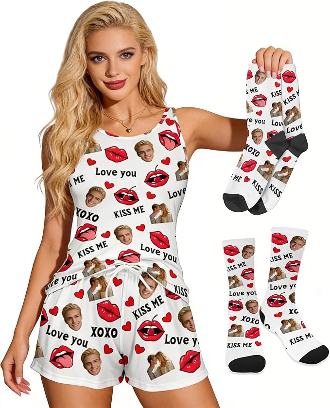 Artsadd Custom Pajamas for Women Men Family, Personalized Face Pjs Pajama Pants by Artsadd