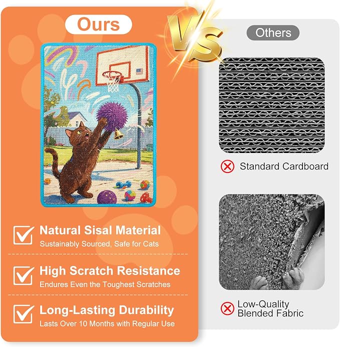 Cat Scratching Mat with Bonus Adhesive Catnip | All-in-One 23.6x15.7 Inch Sisal - Image 4