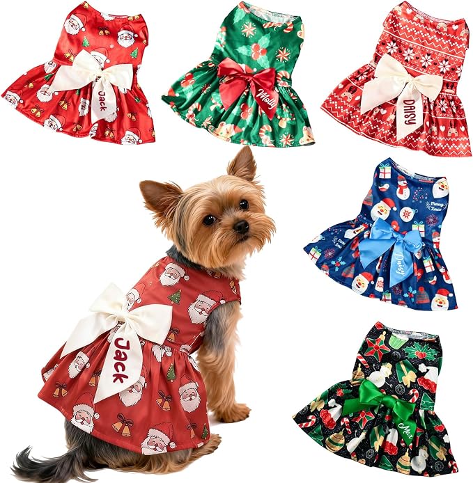 Personalized Dog Christmas Dress by Dyoart