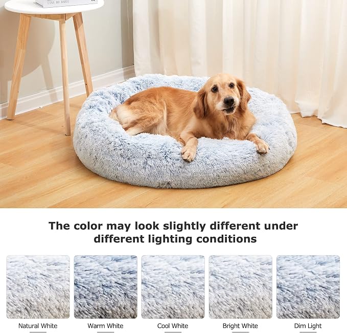Bedfolks Calming Donut Dog Bed, 23 Inches Round Fluffy Dog Beds - Image 8