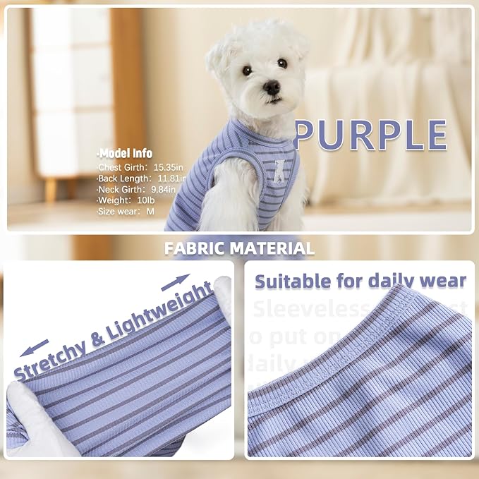 Koneseve Dog Shirt 2 Pack Breathable Sleeveless Vest, Stretchy & Soft - Image 4