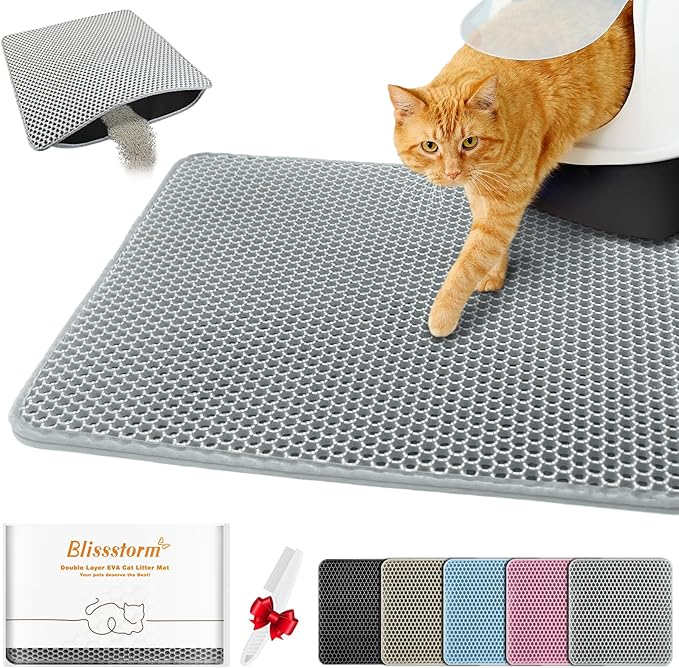 Waterproof Cat Litter Mat, Double Layer EVA, Odor-Free Large Grid, Urine Proof by BLISSSTORM