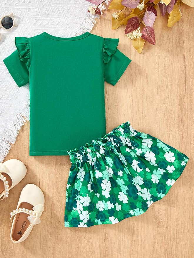 Akyzic Little Girl Skirt Outfit Two Piece Spring Summer Outfit Butterfly Dress - Image 7