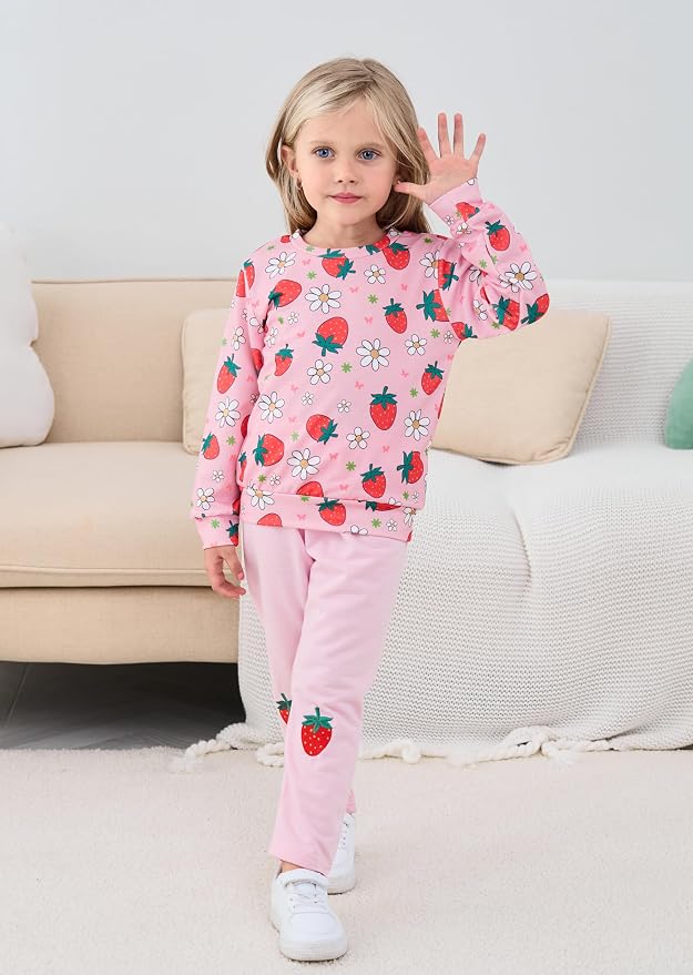Little Girls Unicorn Outfits 2 Piece Kids Ruffle Sleeve Sweatshirt + Leggings - Image 2