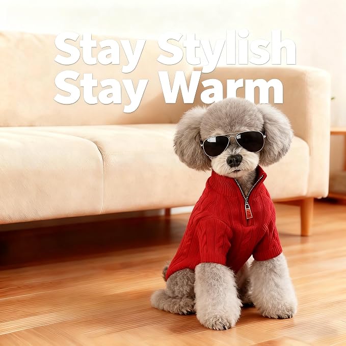 Small/Medium Dog Sweater, Warm Dog Winter Coat w/Sleeves, Comfortable High Neck - Image 2