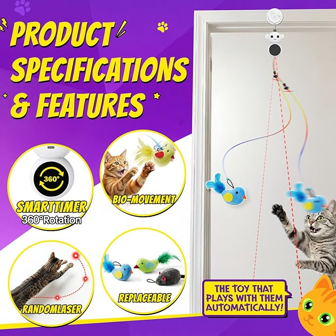 Interactive Cat Toys for Indoor Cats: 2 in 1 Laser Pointer Cat Toy - Image 3