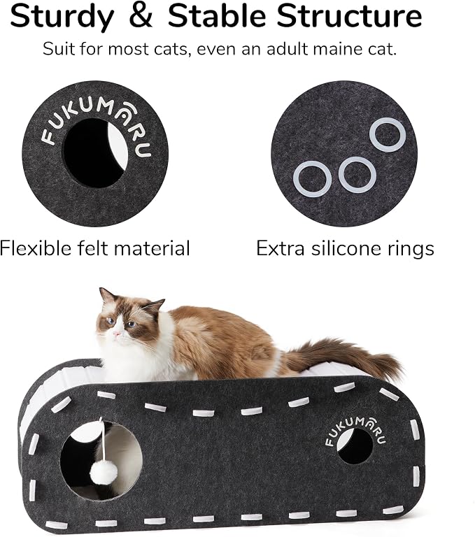FUKUMARU Cat Beds for Indoor Pets 31.5 Inch, Extra Long Cozy Cat Bed Cave - Image 5