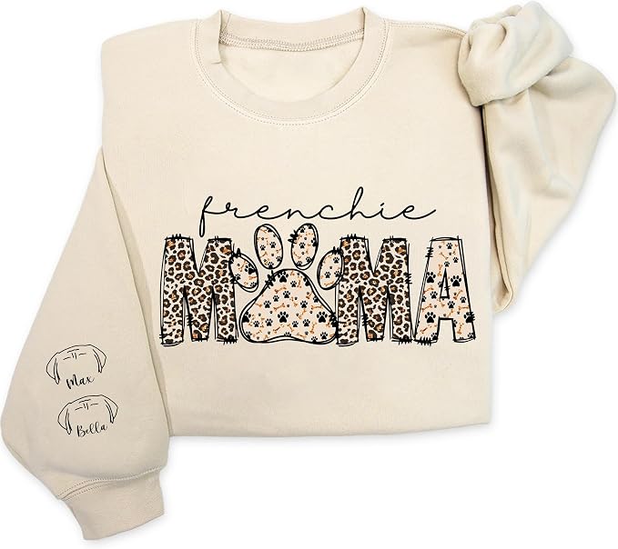 Personalized Dog Breed Mama Sweatshirt, Custom Paw Print Sweater, Cozy Pet by Unknown