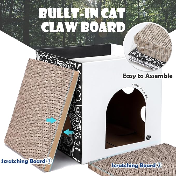 Cardboard Cat House with 2 Story Scratch Pads - Image 2