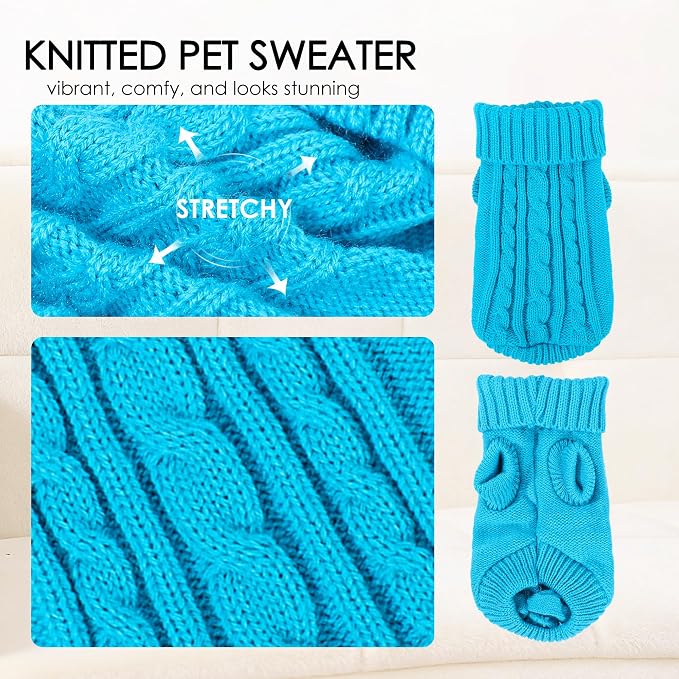 2 Pieces Dog Sweaters for Small Dogs, Turtleneck Knitted Chihuahua Yorkie - Image 4
