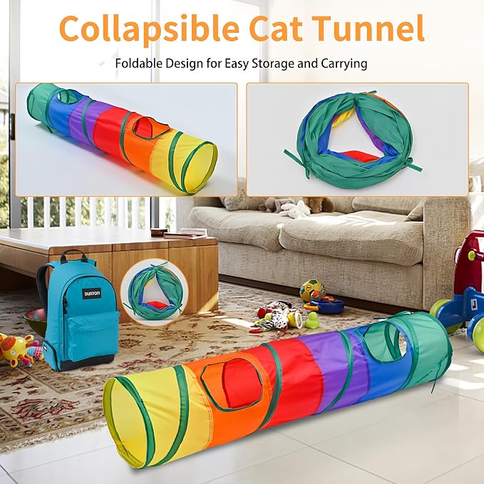 25-Piece Cat Toys Kit with Rainbow Tunnel - Image 3