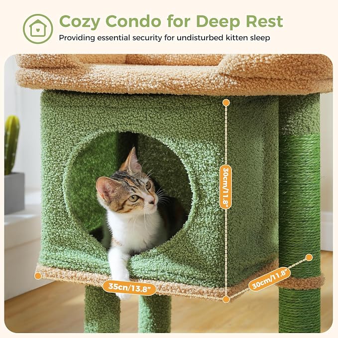 PAWZ Road Cat Tree for Indoor Cats, 26 Inches Cactus Cat Tower - Image 5