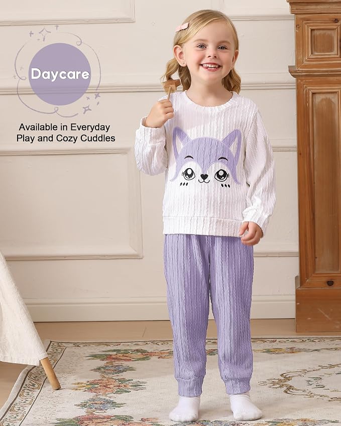 Jecson Toddler Girl Fall Clothes: Soft Outfits Set Embroidered Knit Top & - Image 2