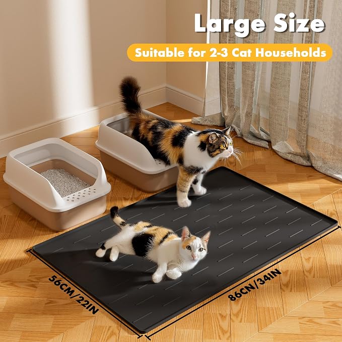 Pieviev Silicone Cat Litter Trapping Mat, Waterproof Kitty Litter Pads - Image 8