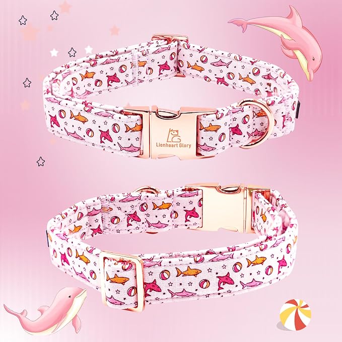 Lionheart glory Dog Collar Shark Print Dog Bow Collar Pink Dog Collar Male or - Image 3