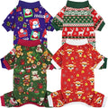 XPUDAC 4 Pack Dog Christmas Pajamas Reindeer Puppy Clothes Cute Santa Claus Dog by XPUDAC