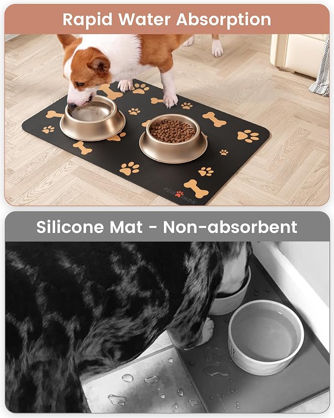 Cat Dog Food Mat, Rapid Water Absorption Dog Mat - Image 3