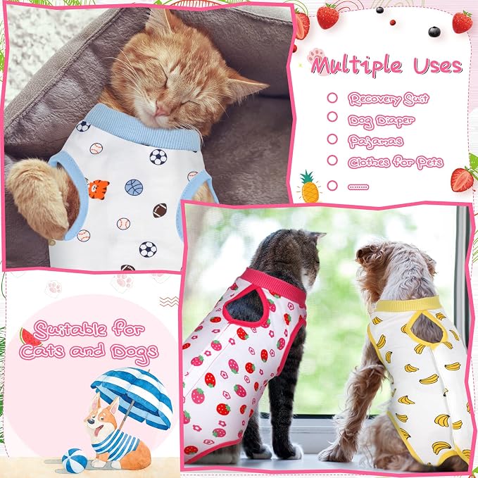 Nuanchu 3 Pieces Cat Recovery Suit Kitten Recovery Suit E-Collar Alternative - Image 3