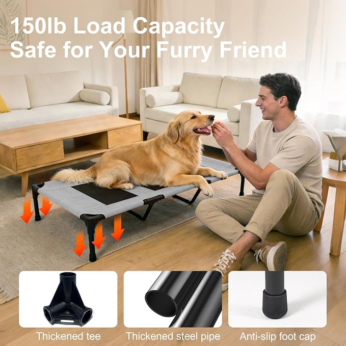 Large Dog Bed, Raised Pet Cot for Medium and Large Dogs, Cooling Breathable Mesh - Image 2