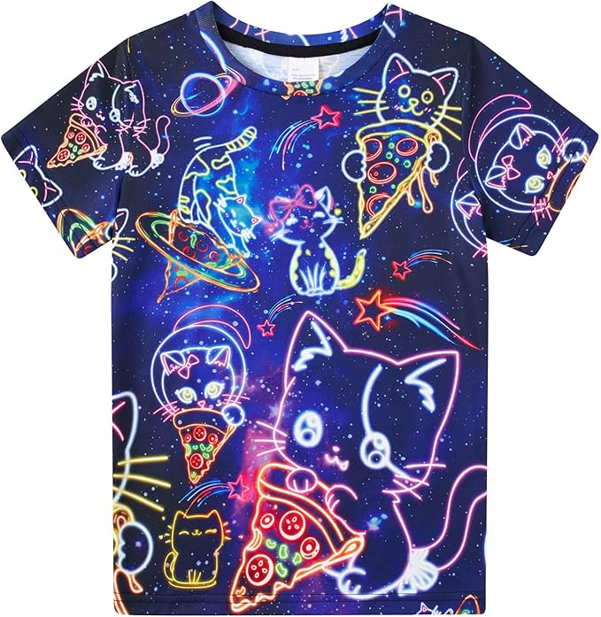 Funnycokid Girls Shirts Cat T Shirt Size 5-12 Clothes by Funnycokid