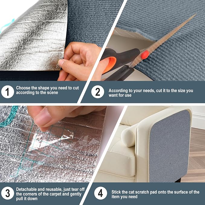 2 Pcs 39.4"X15.8" Adhesive Cat Scratch Mat, Self Adhesive Furniture Protector - Image 4