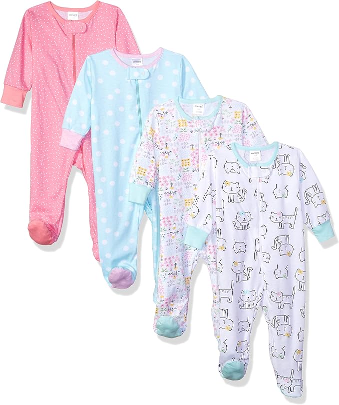 Onesies Brand Baby Girls' 4-pack Sleep 'N Play Footies Multi Pack - Image 2