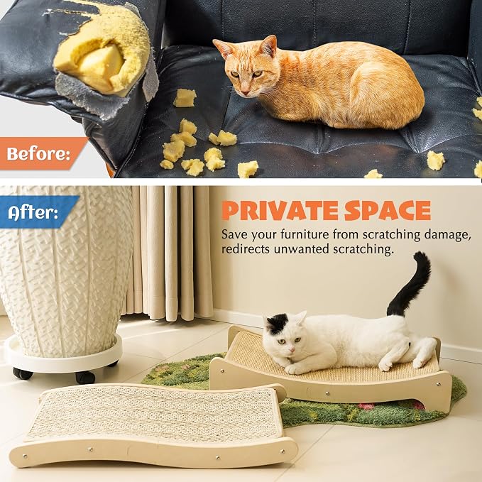 PETKARAY Sisal Cat Scratching Board, Curved Sisal Cat Scratcher, Large Indoor - Image 5
