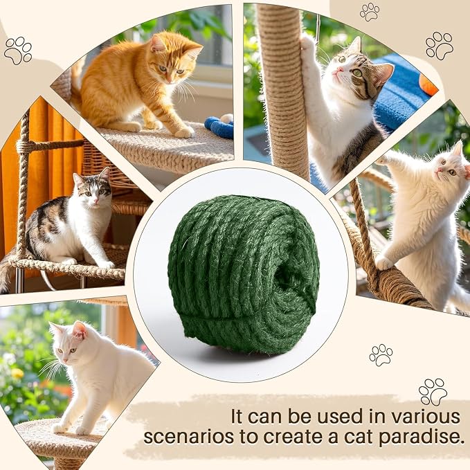 Sisal Rope for Cat Scratcher 1/4" 166 Ft Cat Tree Rope Twine for Repairing Cat - Image 3