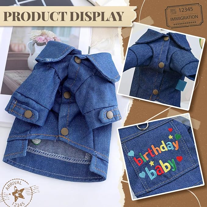 Dog Jean Jacket with D-Ring Blue Denim Coat Dogs Outfits - Image 3