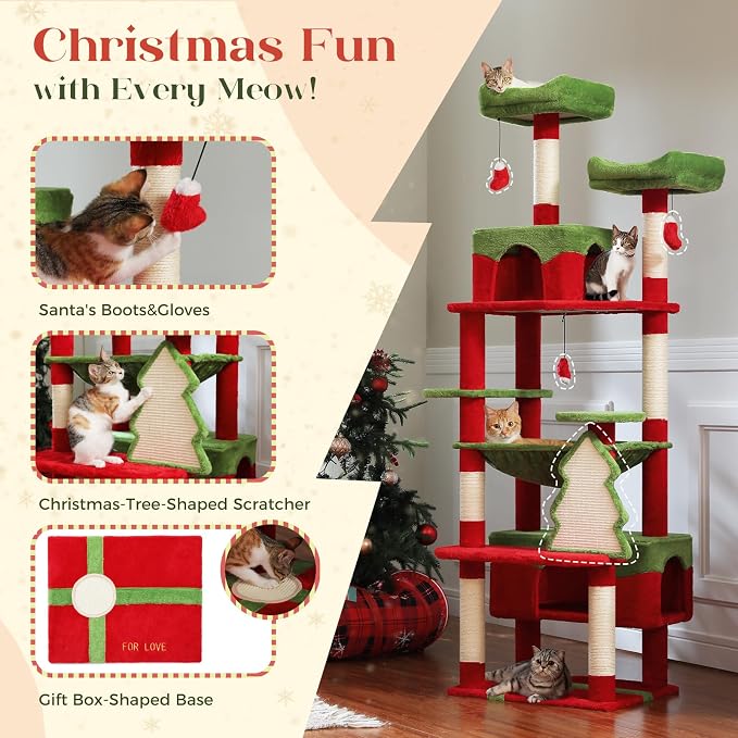 PAWZ Road Christmas Cat Tree, 72 Inches Tall Cat Tower - Image 3